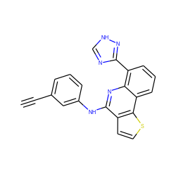 C#Cc1cccc(Nc2nc3c(-c4nc[nH]n4)cccc3c3sccc23)c1 ZINC000084596855