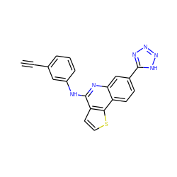 C#Cc1cccc(Nc2nc3cc(-c4nnn[nH]4)ccc3c3sccc23)c1 ZINC000167717690