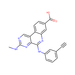 C#Cc1cccc(Nc2nc3cc(C(=O)O)ccc3c3cnc(NC)nc23)c1 ZINC000199791247