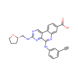 C#Cc1cccc(Nc2nc3cc(C(=O)O)ccc3c3cnc(NC[C@@H]4CCCO4)nc23)c1 ZINC000140246862