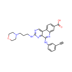 C#Cc1cccc(Nc2nc3cc(C(=O)O)ccc3c3cnc(NCCCN4CCOCC4)nc23)c1 ZINC000199791207