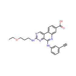 C#Cc1cccc(Nc2nc3cc(C(=O)O)ccc3c3cnc(NCCCOCC)nc23)c1 ZINC000139998618