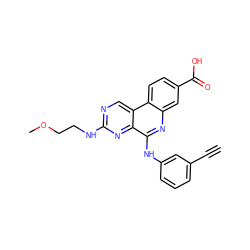 C#Cc1cccc(Nc2nc3cc(C(=O)O)ccc3c3cnc(NCCOC)nc23)c1 ZINC000199792060