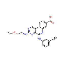 C#Cc1cccc(Nc2nc3cc(C(=O)O)ccc3c3cnc(NCCOCC)nc23)c1 ZINC000140245154