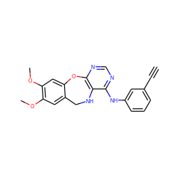 C#Cc1cccc(Nc2ncnc3c2NCc2cc(OC)c(OC)cc2O3)c1 ZINC000038149530