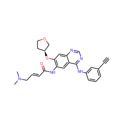 C#Cc1cccc(Nc2ncnc3cc(O[C@H]4CCOC4)c(NC(=O)/C=C/CN(C)C)cc23)c1 ZINC000118337223