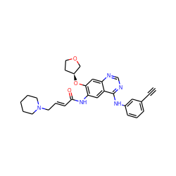 C#Cc1cccc(Nc2ncnc3cc(O[C@H]4CCOC4)c(NC(=O)/C=C/CN4CCCCC4)cc23)c1 ZINC000145587477