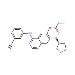 C#Cc1cccc(Nc2ncnc3cc(O[C@H]4CCOC4)c(NC(=O)C=C)cc23)c1 ZINC000118496268