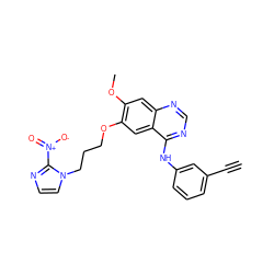 C#Cc1cccc(Nc2ncnc3cc(OC)c(OCCCn4ccnc4[N+](=O)[O-])cc23)c1 ZINC000299822198