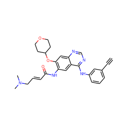 C#Cc1cccc(Nc2ncnc3cc(OC4CCOCC4)c(NC(=O)/C=C/CN(C)C)cc23)c1 ZINC000205797410