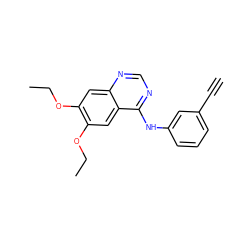 C#Cc1cccc(Nc2ncnc3cc(OCC)c(OCC)cc23)c1 ZINC000013528696