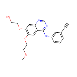 C#Cc1cccc(Nc2ncnc3cc(OCCO)c(OCCOC)cc23)c1 ZINC000034891972