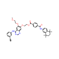 C#Cc1cccc(Nc2ncnc3cc(OCCOC(=O)c4ccc(C(=O)Nc5ccc6c(c5)C(C)(C)CCC6(C)C)cc4)c(OCCOC)cc23)c1 ZINC000205435043