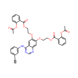 C#Cc1cccc(Nc2ncnc3cc(OCCOC(=O)c4ccccc4OC(C)=O)c(OCCOC(=O)c4ccccc4OC(C)=O)cc23)c1 ZINC000205436747