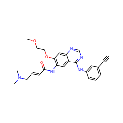 C#Cc1cccc(Nc2ncnc3cc(OCCOC)c(NC(=O)/C=C/CN(C)C)cc23)c1 ZINC000473120275