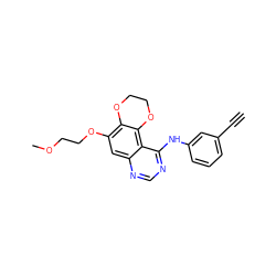 C#Cc1cccc(Nc2ncnc3cc(OCCOC)c4c(c23)OCCO4)c1 ZINC000653886972