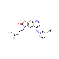 C#Cc1cccc(Nc2ncnc3cc4oc(=O)n(CCCC(=O)OCC)c4cc23)c1 ZINC000473125567