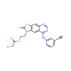 C#Cc1cccc(Nc2ncnc3cc4oc(=O)n(CCOC(=O)CBr)c4cc23)c1 ZINC001772630455