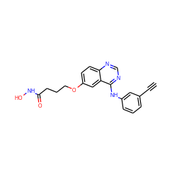 C#Cc1cccc(Nc2ncnc3ccc(OCCCC(=O)NO)cc23)c1 ZINC000059149215