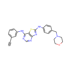 C#Cc1cccc(Nc2ncnc3nc(Nc4ccc(CN5CCOCC5)cc4)sc23)c1 ZINC000034874890