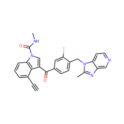 C#Cc1cccc2c1c(C(=O)c1ccc(Cn3c(C)nc4cnccc43)c(F)c1)cn2C(=O)NC ZINC000013776716