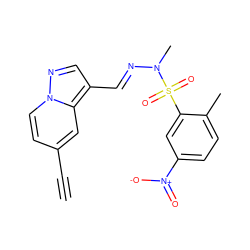 C#Cc1ccn2ncc(/C=N/N(C)S(=O)(=O)c3cc([N+](=O)[O-])ccc3C)c2c1 ZINC000082151837