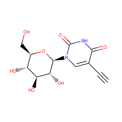 C#Cc1cn([C@@H]2O[C@H](CO)[C@@H](O)[C@H](O)[C@H]2O)c(=O)[nH]c1=O ZINC000084671503