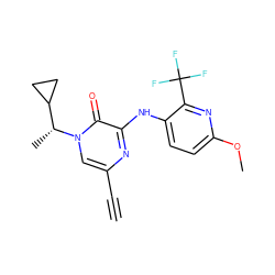 C#Cc1cn([C@H](C)C2CC2)c(=O)c(Nc2ccc(OC)nc2C(F)(F)F)n1 ZINC000043072601