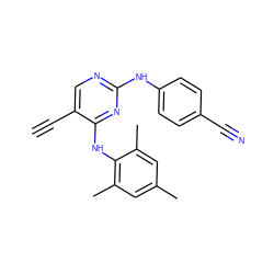 C#Cc1cnc(Nc2ccc(C#N)cc2)nc1Nc1c(C)cc(C)cc1C ZINC000005930541