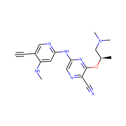 C#Cc1cnc(Nc2cnc(C#N)c(O[C@H](C)CN(C)C)n2)cc1NC ZINC000095558115