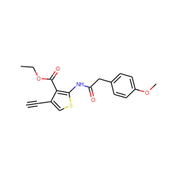 C#Cc1csc(NC(=O)Cc2ccc(OC)cc2)c1C(=O)OCC ZINC000066073812