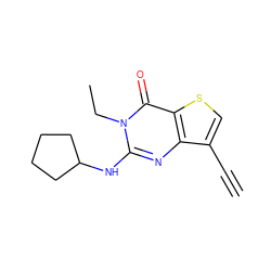 C#Cc1csc2c(=O)n(CC)c(NC3CCCC3)nc12 ZINC000263620824