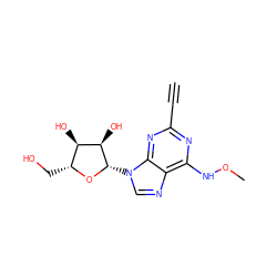 C#Cc1nc(NOC)c2ncn([C@@H]3O[C@H](CO)[C@@H](O)[C@H]3O)c2n1 ZINC000034800908