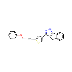 C(#Cc1cc(-c2n[nH]c3c2Cc2ccccc2-3)cs1)COc1ccccc1 ZINC000028642613