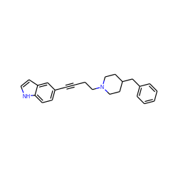 C(#Cc1ccc2[nH]ccc2c1)CCN1CCC(Cc2ccccc2)CC1 ZINC000013813152