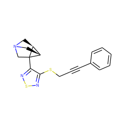 C(#Cc1ccccc1)CSc1nsnc1C12CN3C[C@H]1[C@H]2C3 ZINC000058496617