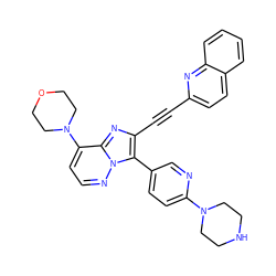 C(#Cc1nc2c(N3CCOCC3)ccnn2c1-c1ccc(N2CCNCC2)nc1)c1ccc2ccccc2n1 ZINC000223010226