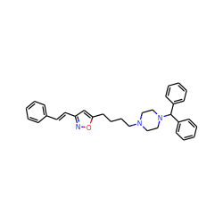 C(=C/c1cc(CCCCN2CCN(C(c3ccccc3)c3ccccc3)CC2)on1)\c1ccccc1 ZINC000022924692