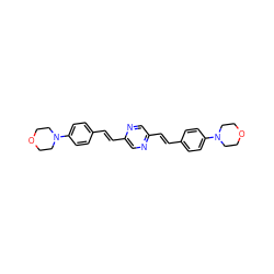 C(=C/c1cnc(/C=C/c2ccc(N3CCOCC3)cc2)cn1)\c1ccc(N2CCOCC2)cc1 ZINC000095575090