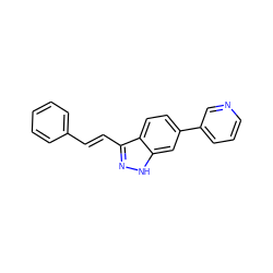 C(=C/c1n[nH]c2cc(-c3cccnc3)ccc12)\c1ccccc1 ZINC000167125765