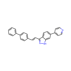 C(=C/c1n[nH]c2cc(-c3ccncc3)ccc12)\c1ccc(-c2ccccc2)cc1 ZINC000166675353