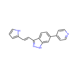 C(=C/c1n[nH]c2cc(-c3ccncc3)ccc12)\c1ccc[nH]1 ZINC000166849085