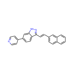 C(=C/c1n[nH]c2cc(-c3ccncc3)ccc12)\c1ccc2ccccc2c1 ZINC000166812226