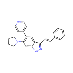 C(=C/c1n[nH]c2cc(N3CCCC3)c(-c3ccncc3)cc12)\c1ccccc1 ZINC000049071678