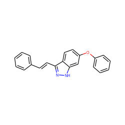 C(=C/c1n[nH]c2cc(Oc3ccccc3)ccc12)\c1ccccc1 ZINC000004617987