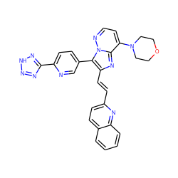 C(=C/c1nc2c(N3CCOCC3)ccnn2c1-c1ccc(-c2nn[nH]n2)nc1)\c1ccc2ccccc2n1 ZINC000223026512