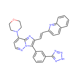 C(=C/c1nc2c(N3CCOCC3)ccnn2c1-c1cccc(-c2nn[nH]n2)c1)\c1ccc2ccccc2n1 ZINC001772576126