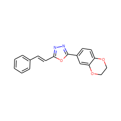 C(=C/c1nnc(-c2ccc3c(c2)OCCO3)o1)\c1ccccc1 ZINC000072112443