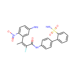 C/C(=C(\F)C(=O)Nc1ccc(-c2ccccc2S(N)(=O)=O)cc1)c1cc(N)ccc1[N+](=O)[O-] ZINC000013444903