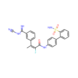 C/C(=C(\F)C(=O)Nc1ccc(-c2ccccc2S(N)(=O)=O)cc1)c1cccc(C(=N)NC#N)c1 ZINC000013487204